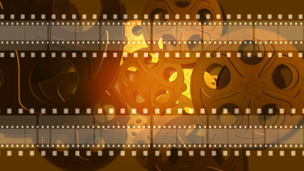 Movie Video Menu Background with Film Reels and Segments